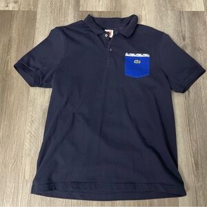 Vintage Lacoste Regular Fit Navy Polo Shirt Short Sleeve w/ Pocket Men’s Size 6